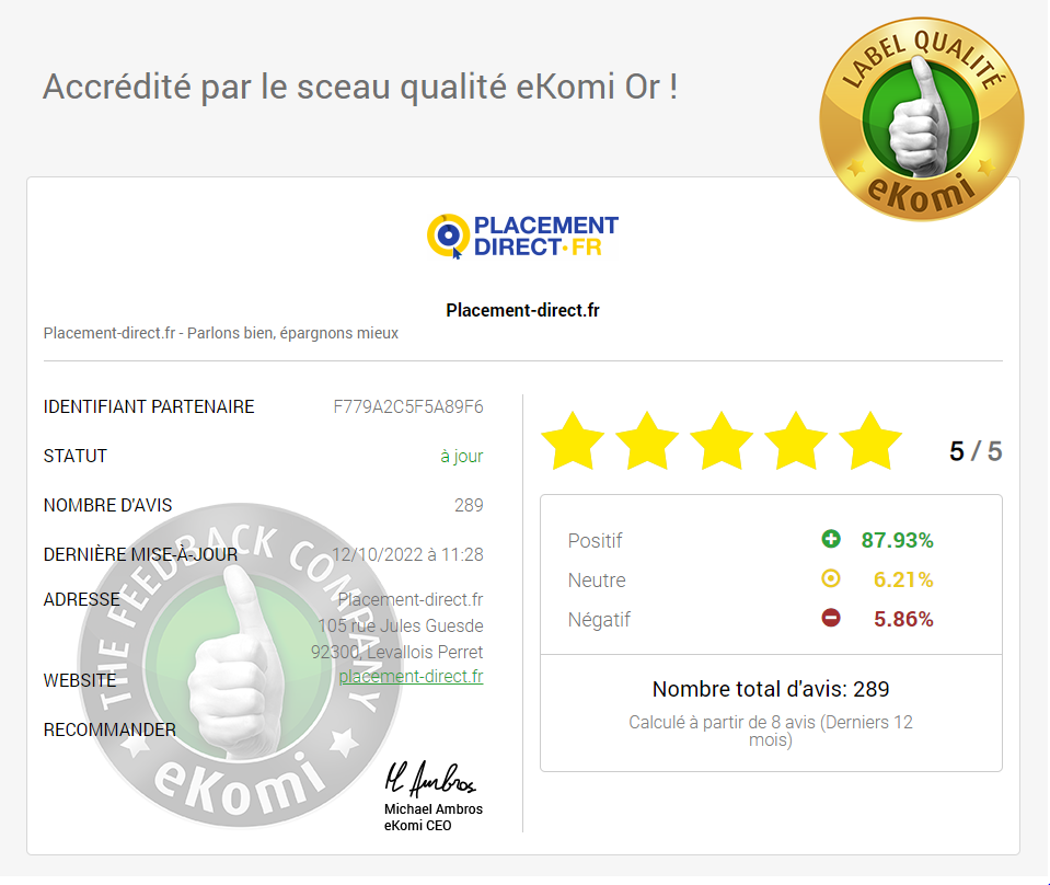 placement-direct-sceau-qualité-eKomi-or Sceau de qualité eKomi Or de Placement-direct.